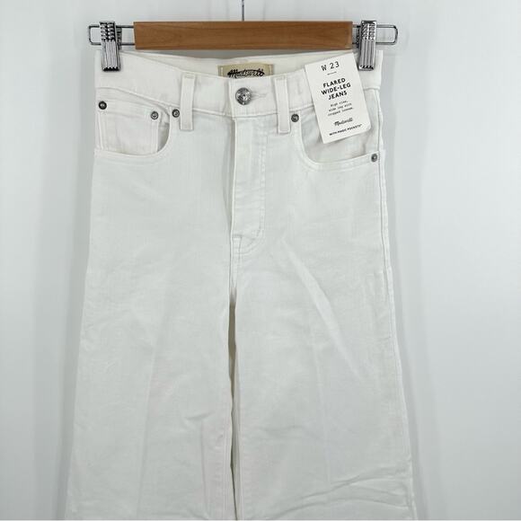 Madewell Flared Wide-Leg Crop Jeans in pure white Size 23 - Picture 3 of 10